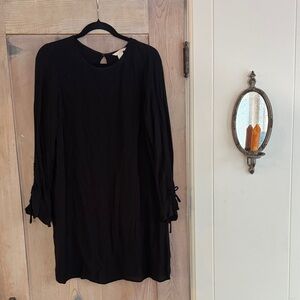 H&M Black Long Sleeve Shift Dress with Cuff Ties